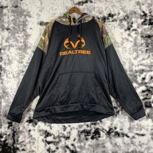 RealTree Hoodie‎ Mens Size Extra Large Black Orange Logo Outdoors Casual Comfort